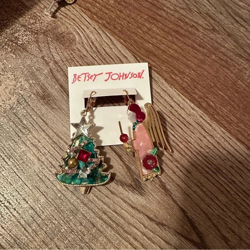 Betsey Johnson Angel Mismatch Drop Earrings